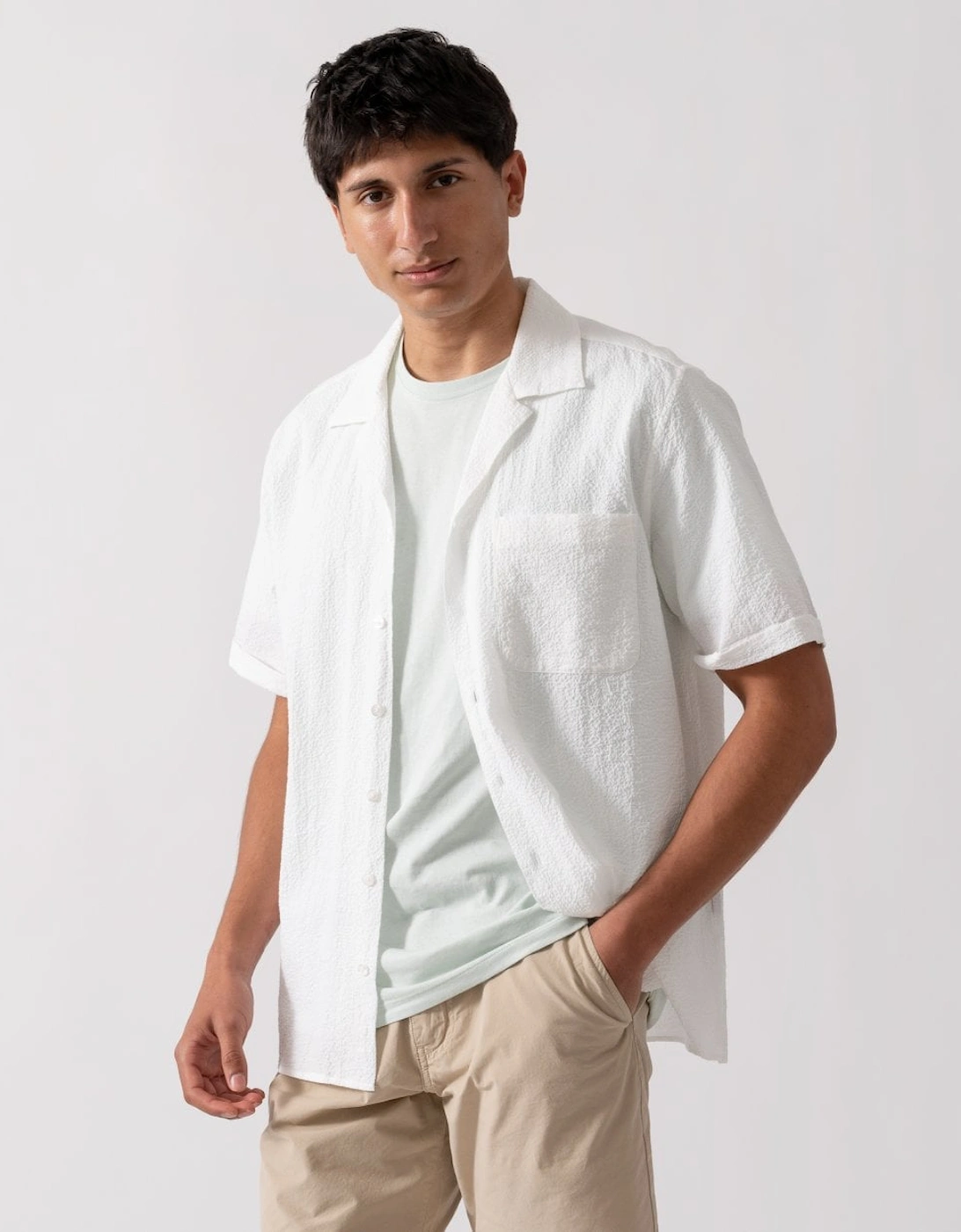Ravenshead Mens Cotton Seersucker Short Sleeved Shirt, 6 of 5