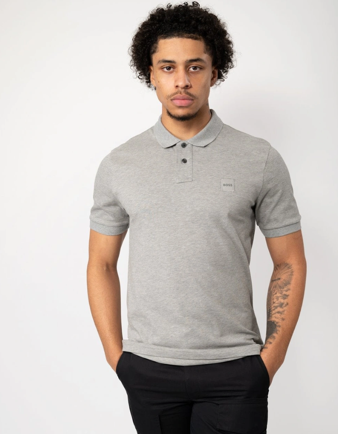 BOSS Orange Passenger Mens Stretch-Cotton Slim-Fit Polo Shirt with Logo Patch, 5 of 4