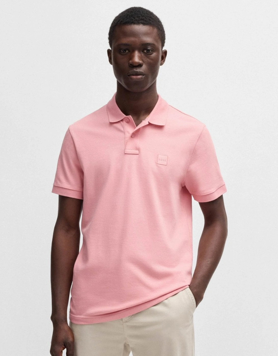 BOSS Orange Passenger Mens Stretch-Cotton Slim-Fit Polo Shirt with Logo Patch, 5 of 4