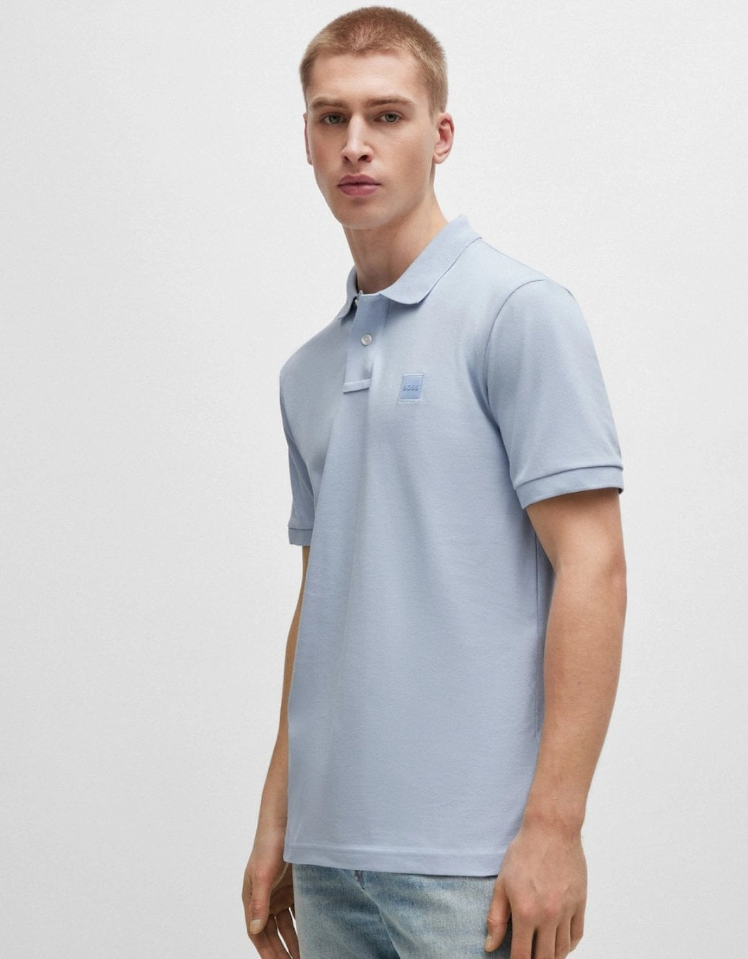 BOSS Orange Passenger Mens Stretch-Cotton Slim-Fit Polo Shirt with Logo Patch, 5 of 4