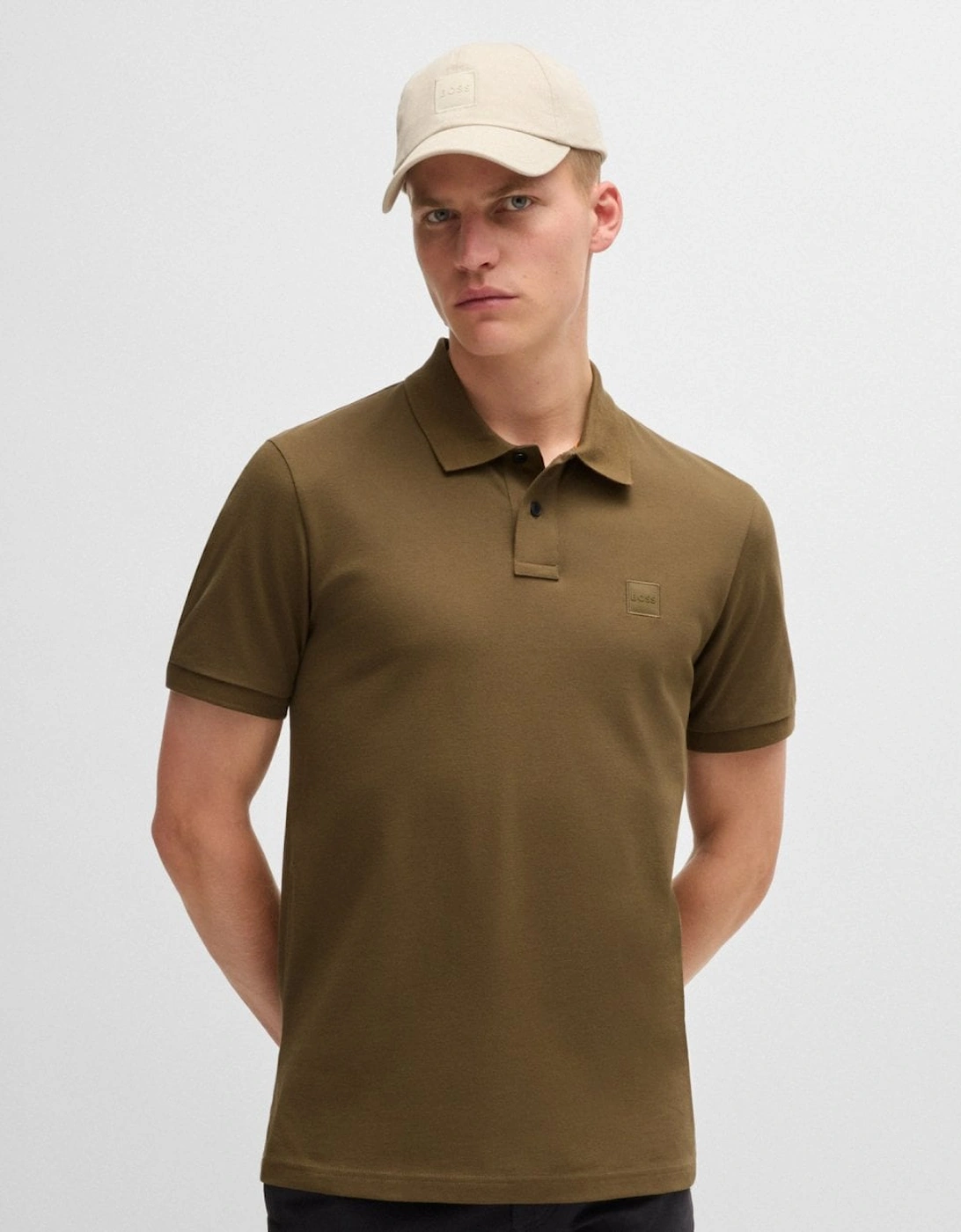 BOSS Orange Passenger Mens Stretch-Cotton Slim-Fit Polo Shirt with Logo Patch, 5 of 4