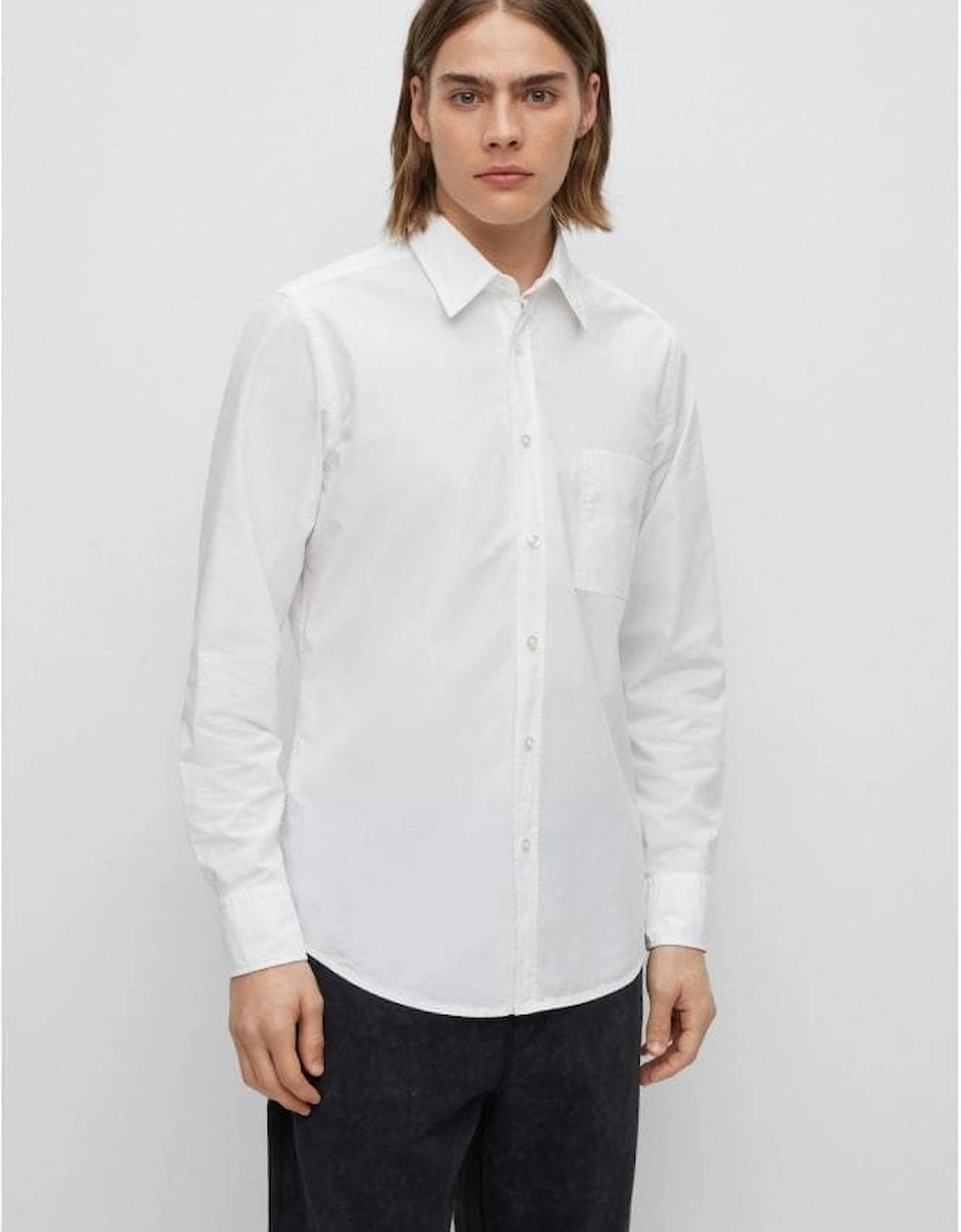 BOSS Orange Relegant 6 Mens Regular Fit Long Sleeve Organic Cotton Poplin Shirt, 6 of 5