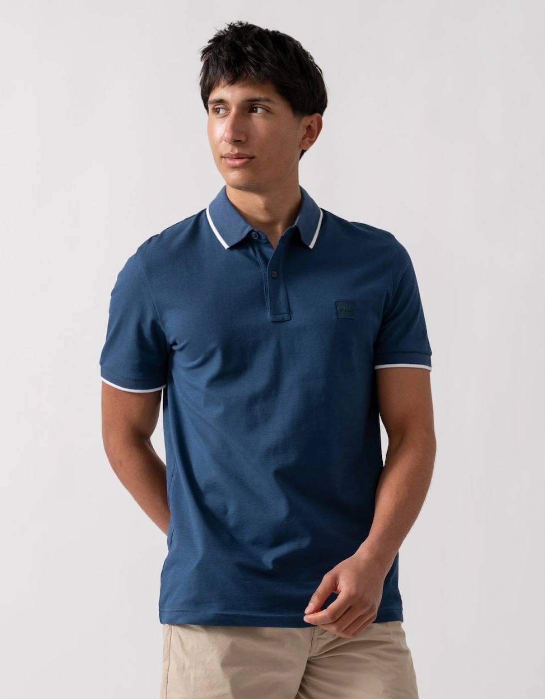 BOSS Orange Passertip Mens Short Sleeve Polo Shirt With Tipped Collar, 5 of 4