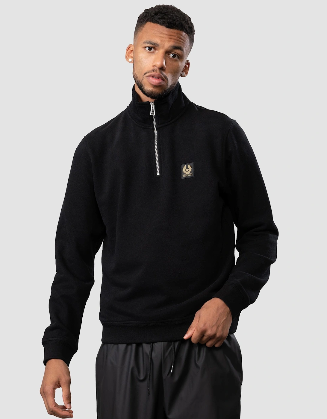 Belstaff Men's Black Quarter Zip Sweatshirt - Size 42