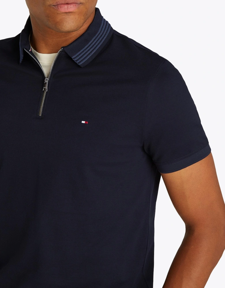Mercerised Pique Zip Mens Polo