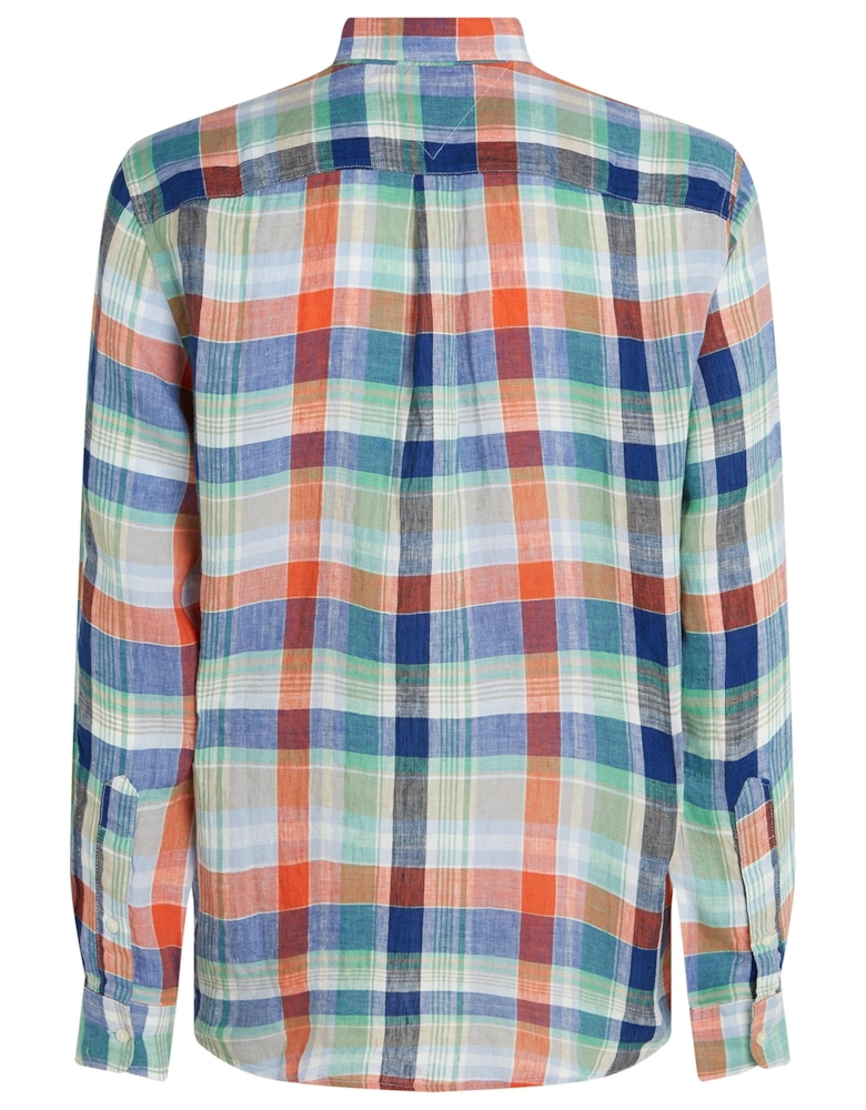Linen Summer Madras Mens Shirt