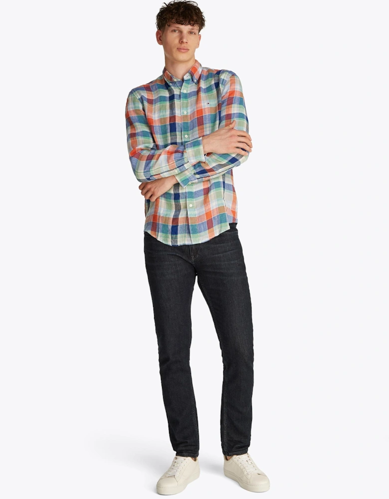 Linen Summer Madras Mens Shirt