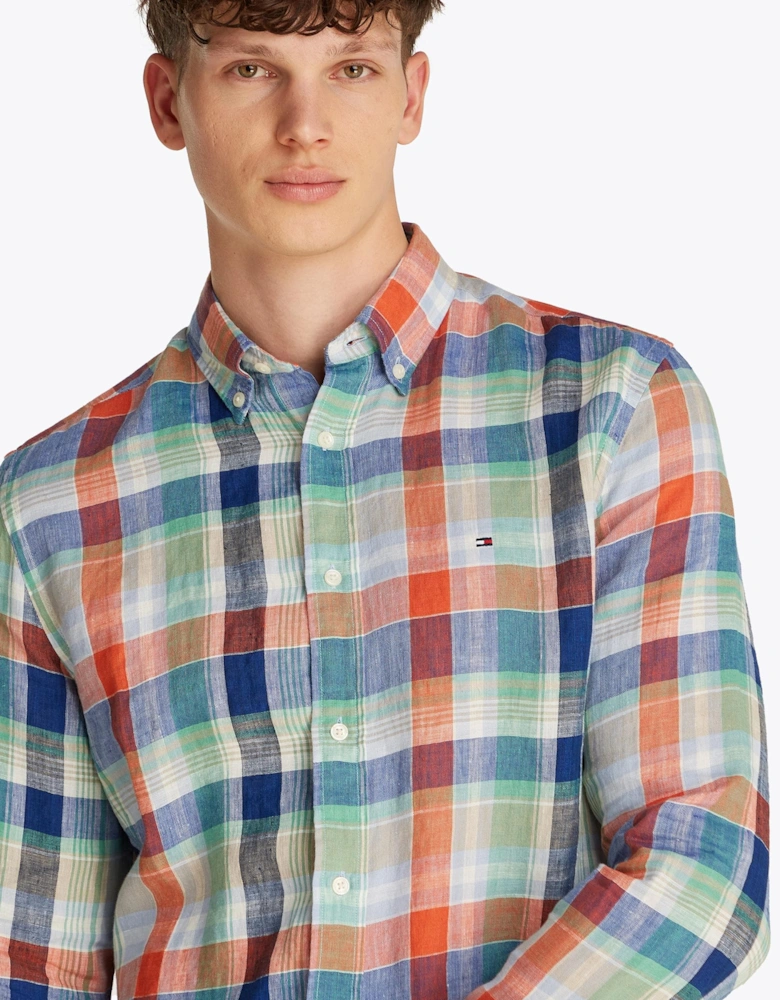 Linen Summer Madras Mens Shirt