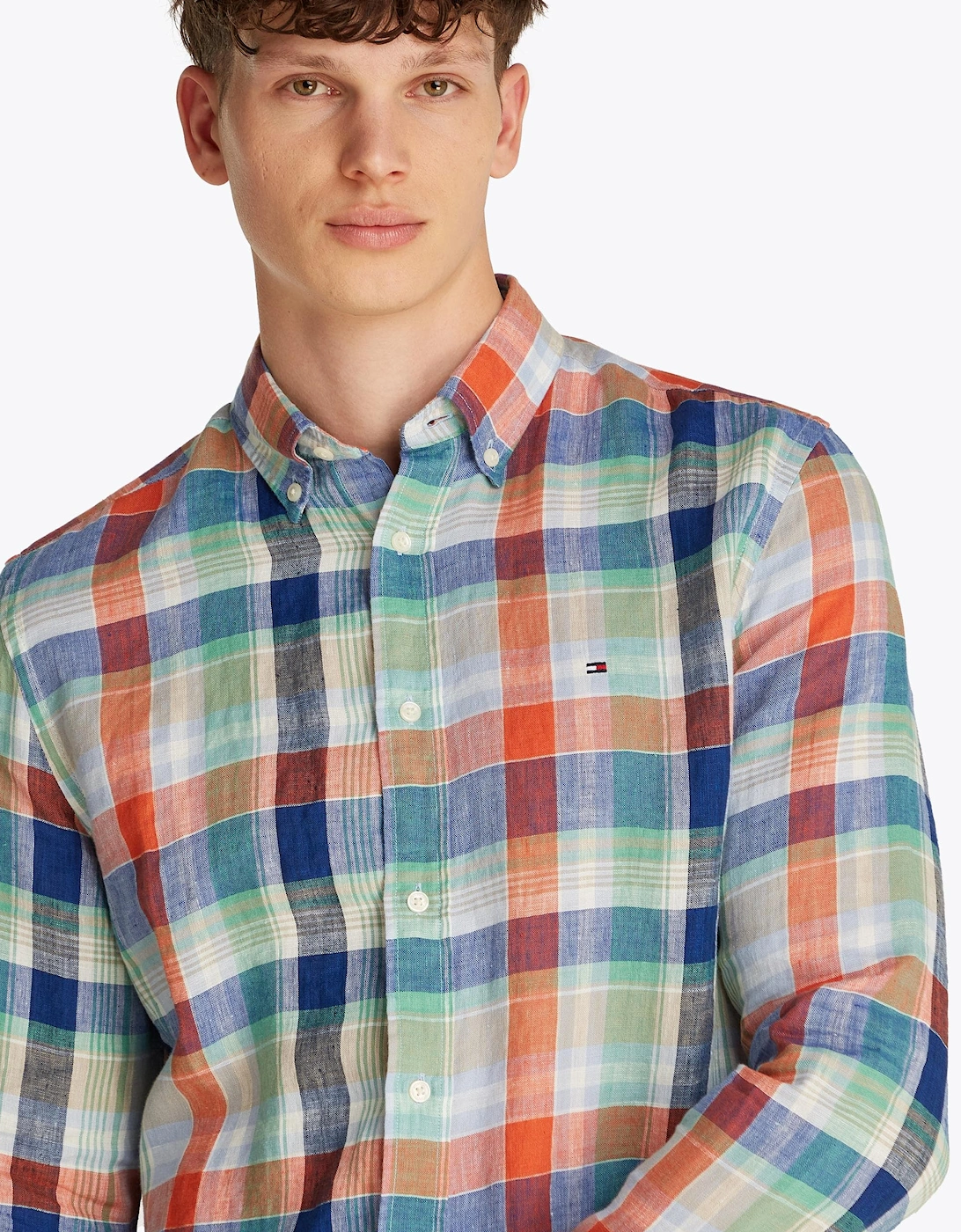 Linen Summer Madras Mens Shirt