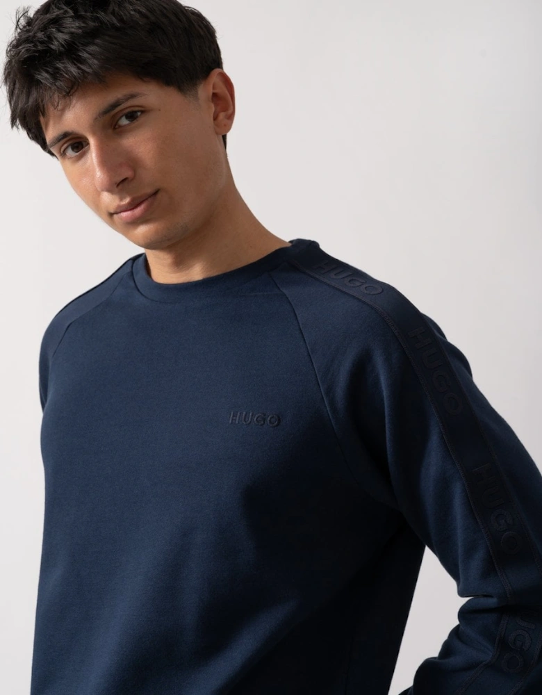 HUGO LIAM Mens Crew Neck Sweatshirt with Logo Tape
