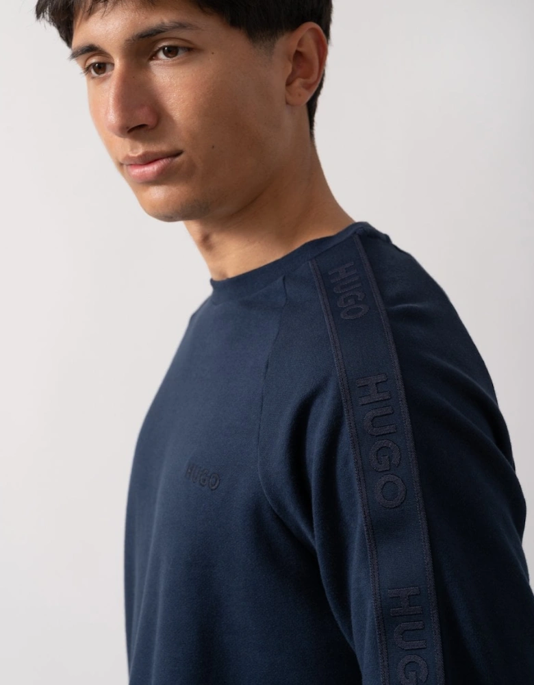 HUGO LIAM Mens Crew Neck Sweatshirt with Logo Tape