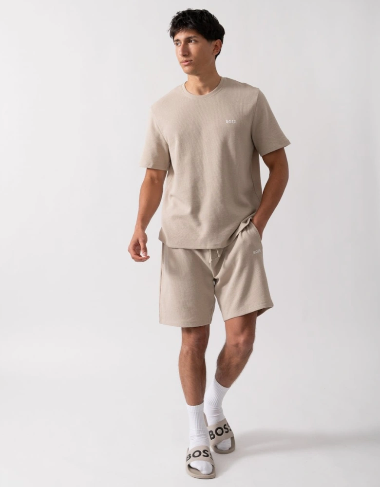 BOSS Orange Waffle Mens Cotton-Blend Pyjama T-Shirt with Embroidered Logo