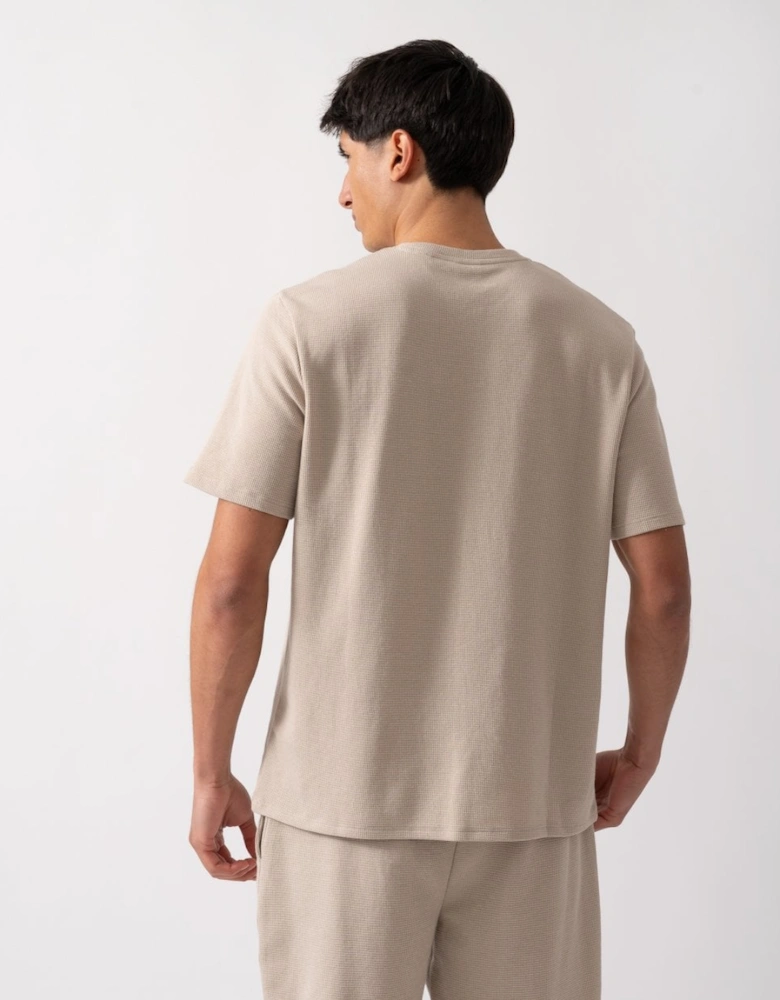 BOSS Orange Waffle Mens Cotton-Blend Pyjama T-Shirt with Embroidered Logo