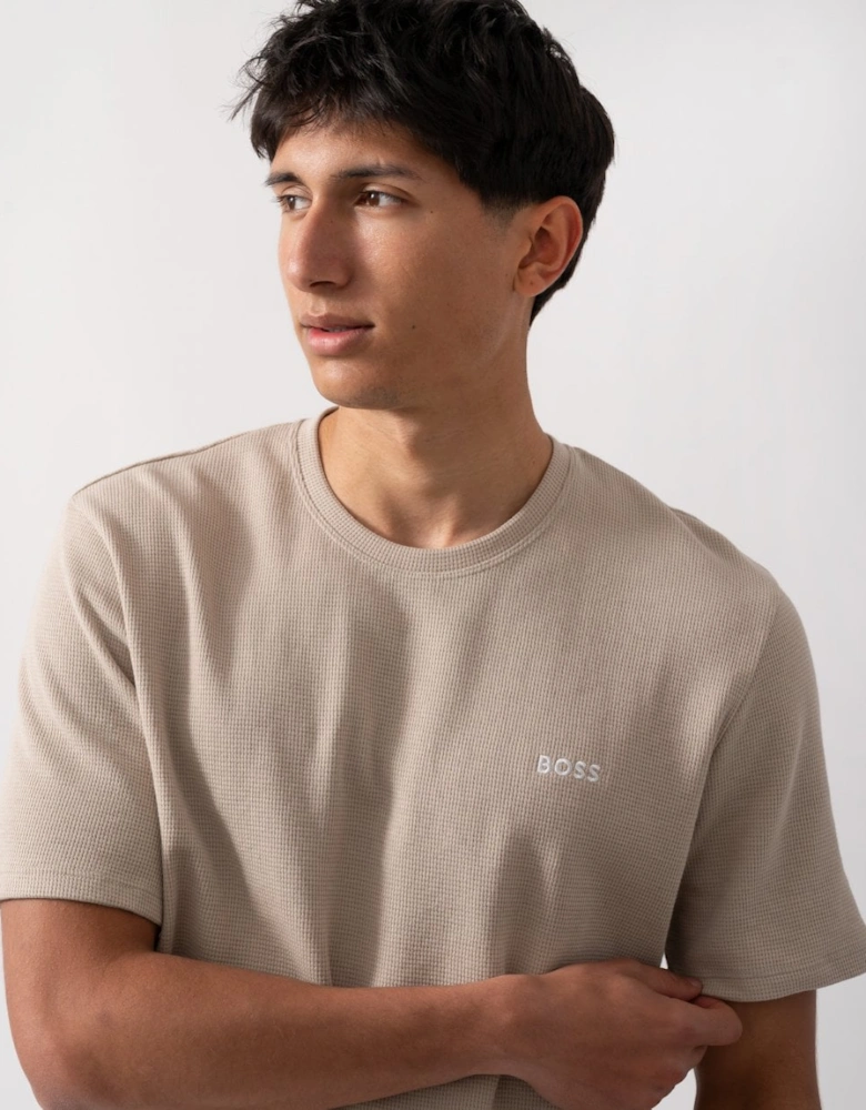 BOSS Orange Waffle Mens Cotton-Blend Pyjama T-Shirt with Embroidered Logo