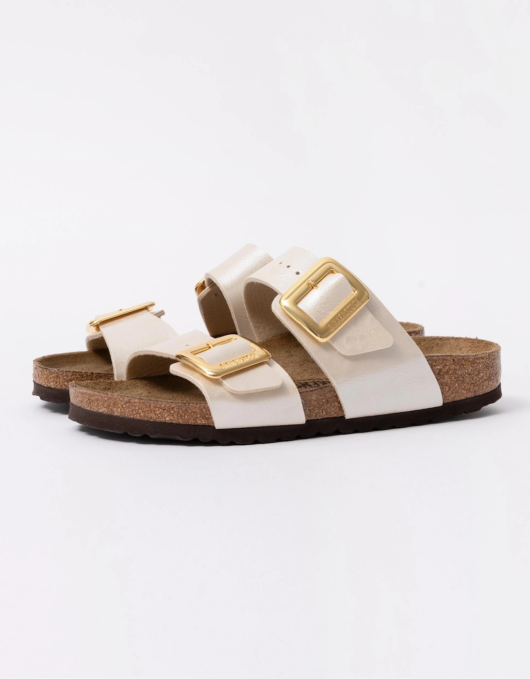 Sydney Cushion Big Buckle Womens Birko-Flor Patent Sandals, 9 of 8