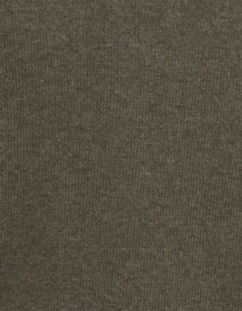 Cotton Mens Half Zip Jumper - Olive Marl
