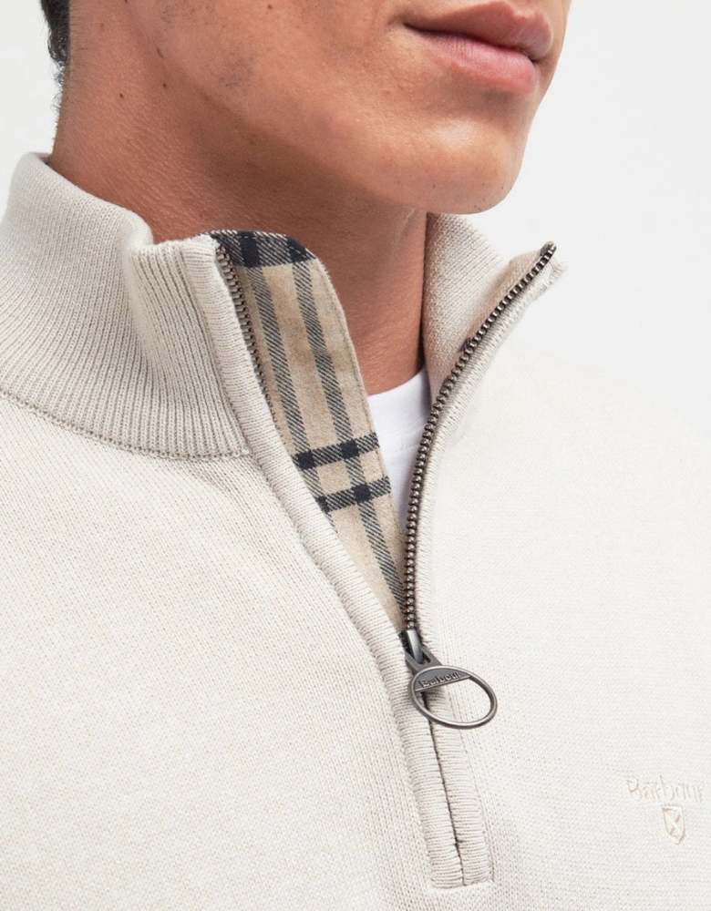 Cotton Mens Half Zip Jumper - Mist