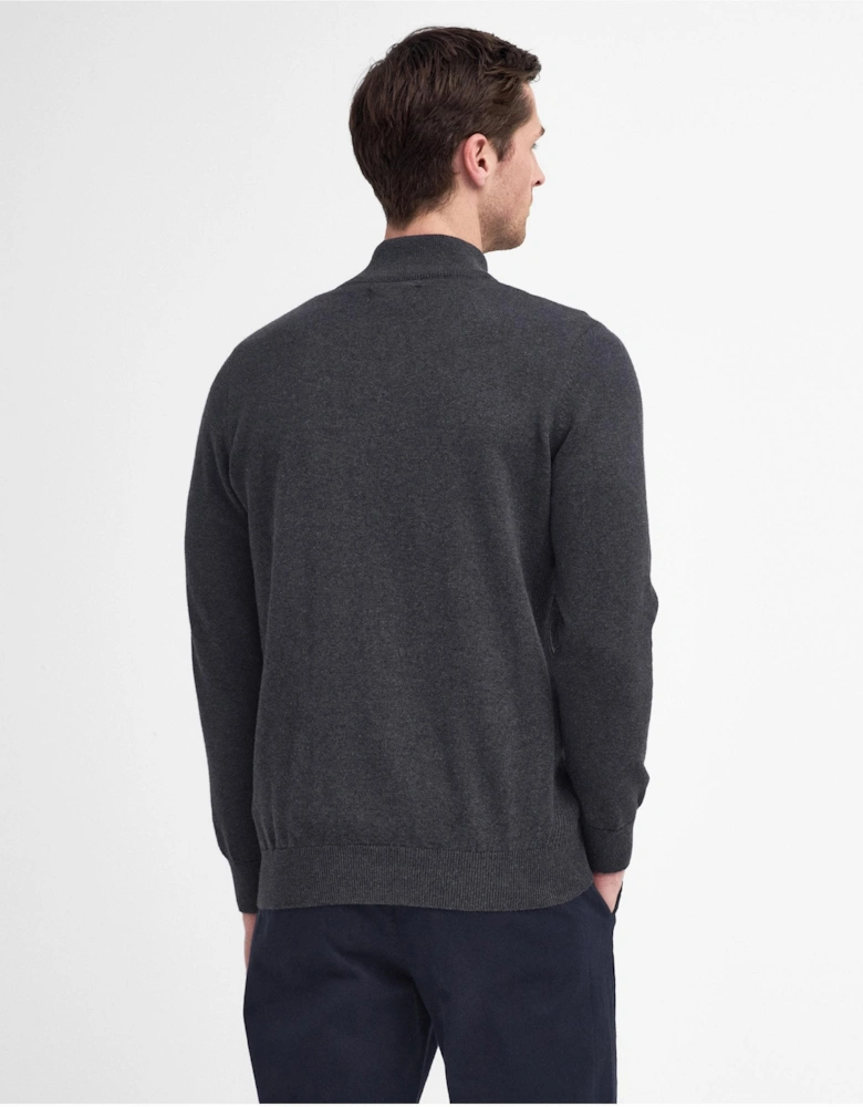 Cotton Mens Half Zip Jumper - Charcoal