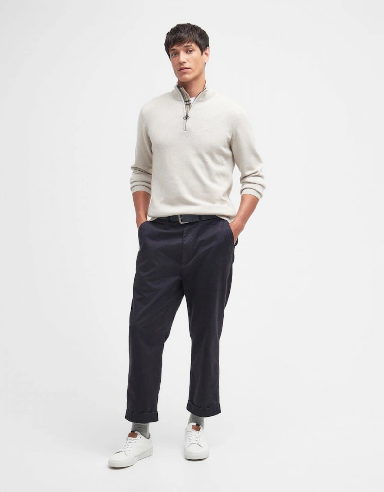 Cotton Mens Half Zip Jumper - Mist