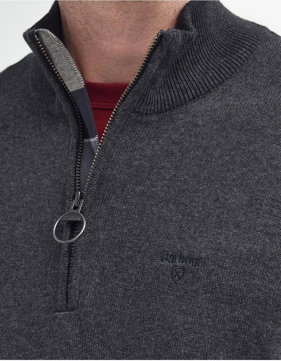 Cotton Mens Half Zip Jumper - Charcoal