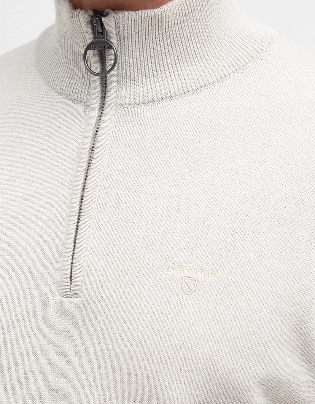 Cotton Mens Half Zip Jumper - Mist