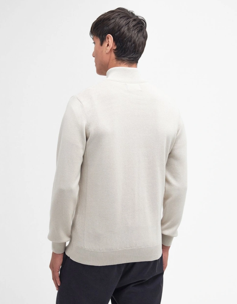 Cotton Mens Half Zip Jumper - Mist