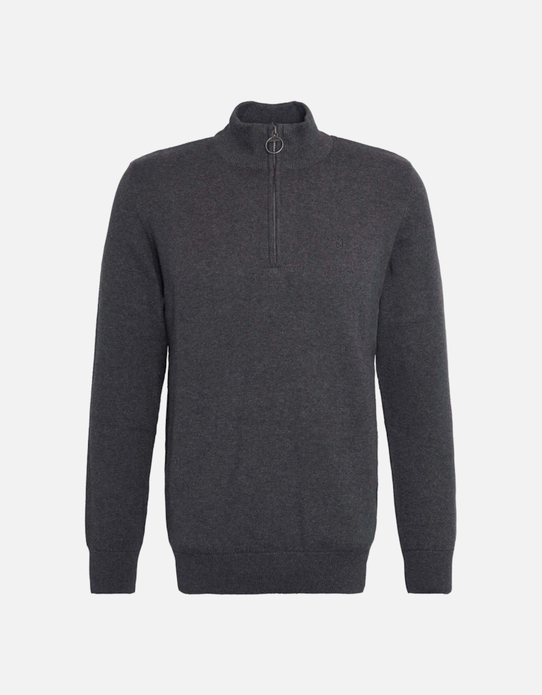 Cotton Mens Half Zip Jumper - Charcoal