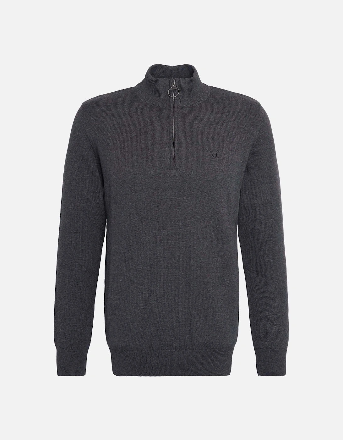 Cotton Mens Half Zip Jumper - Charcoal