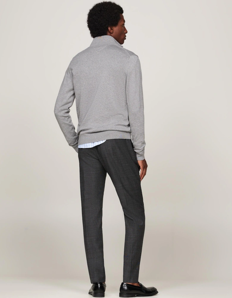 Essential Cotton 1/4 Zip Mock Mens Sweatshirt - Medium Grey Heather