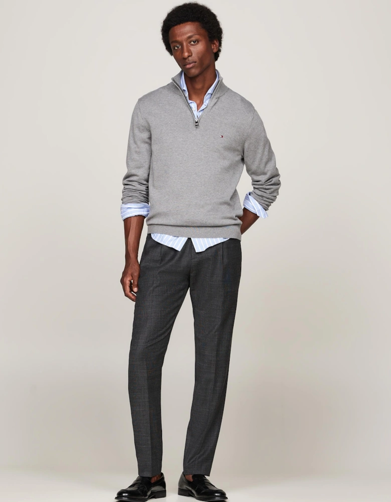 Essential Cotton 1/4 Zip Mock Mens Sweatshirt - Medium Grey Heather