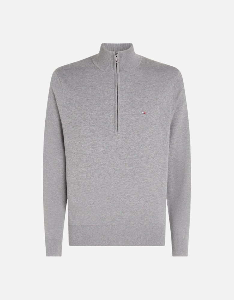 Essential Cotton 1/4 Zip Mock Mens Sweatshirt - Medium Grey Heather
