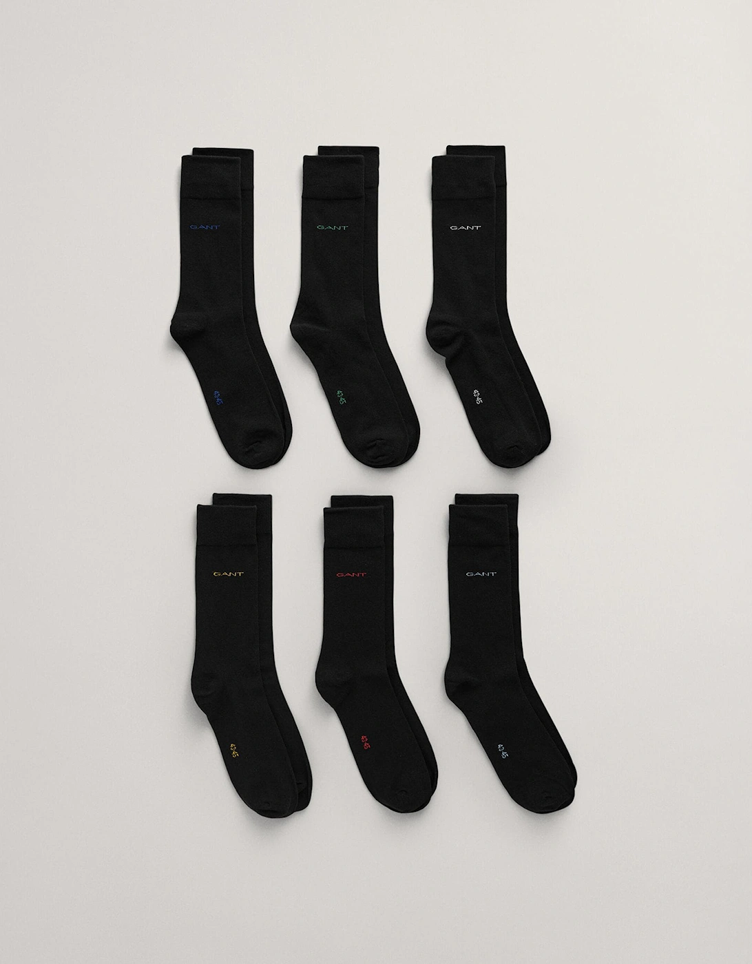 Men's Gant Mens Soft Cotton Socks 6-Pack - 5 Black - Size: 9/9.5/10/10.5/11