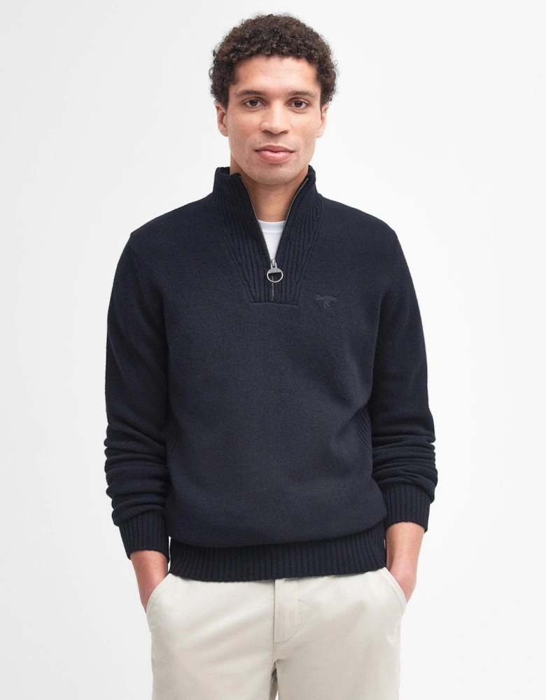 Essential Lambswool Mens Half-Zip Jumper - Navy
