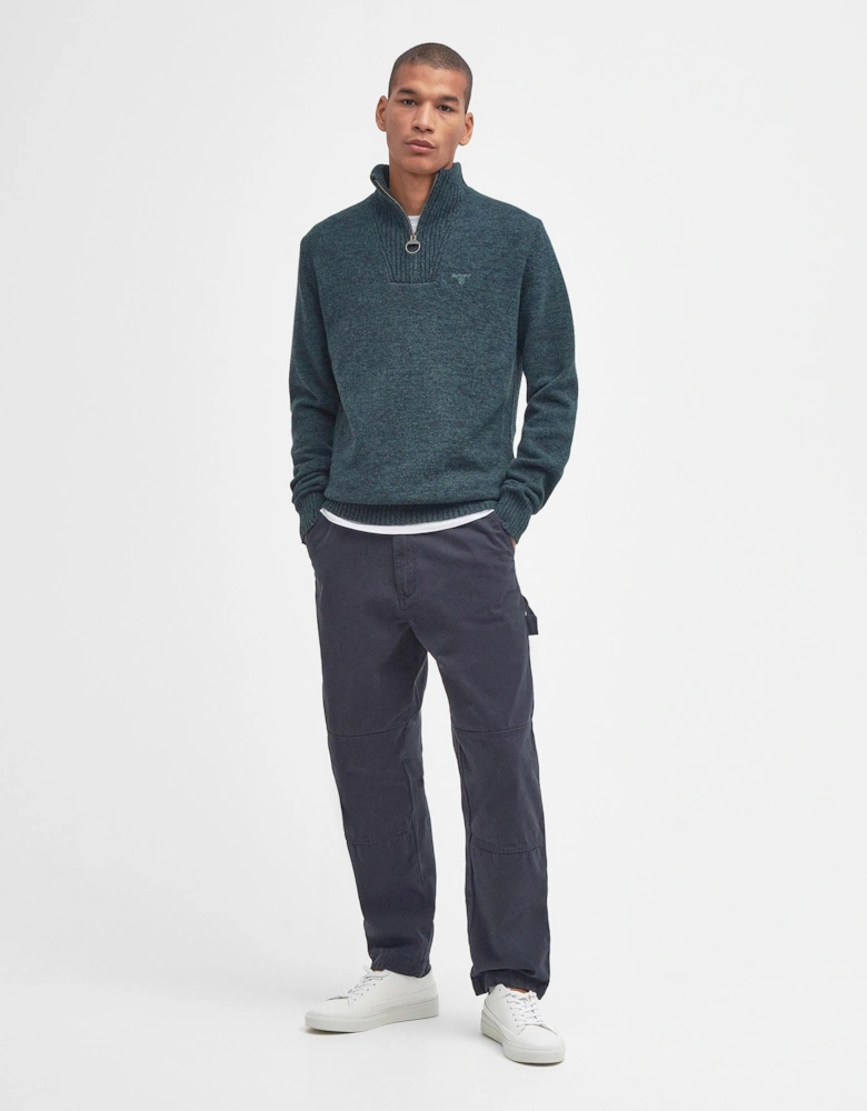 Essential Lambswool Mens Half-Zip Jumper - Seaweed Mix