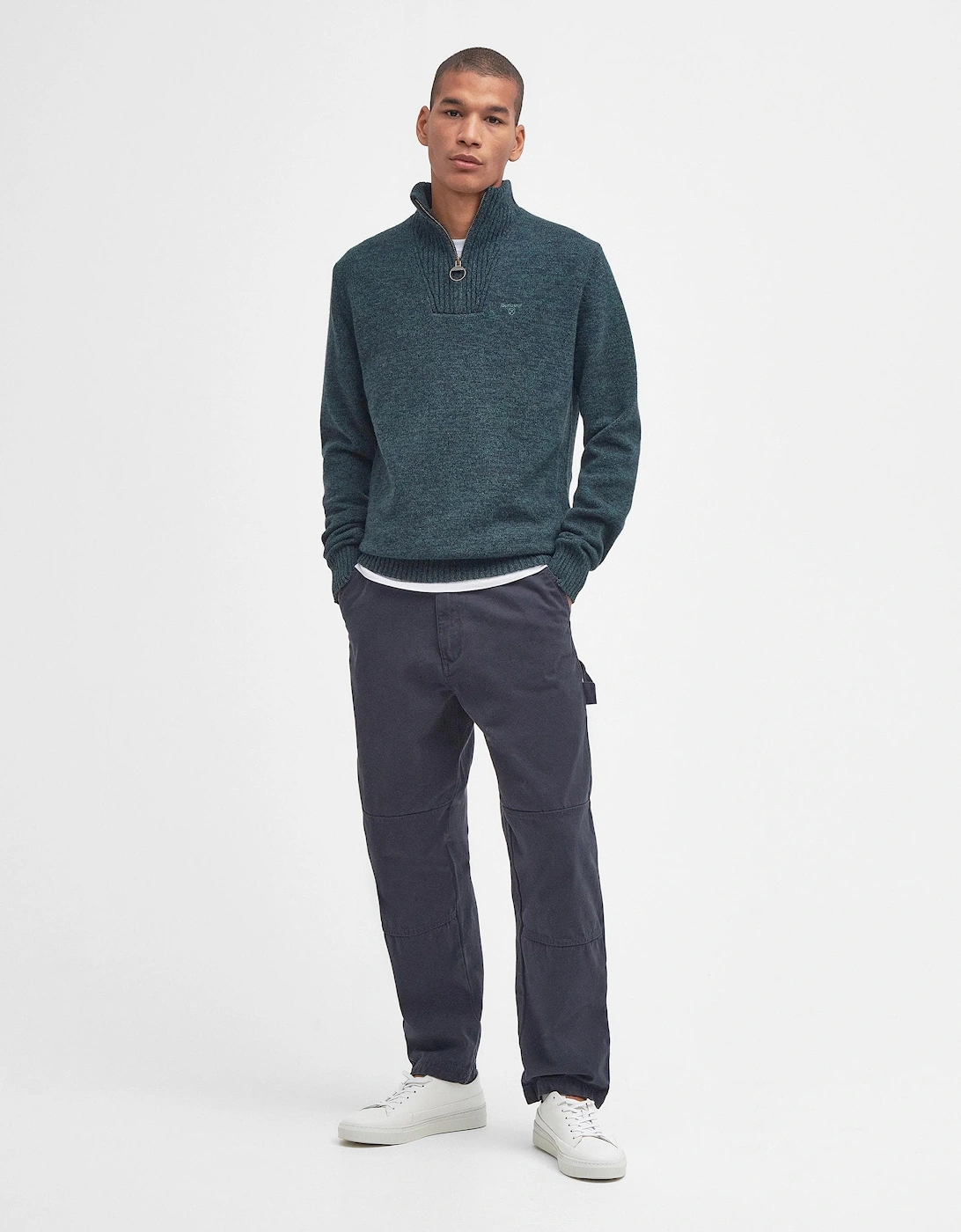 Essential Lambswool Mens Half-Zip Jumper - Seaweed Mix