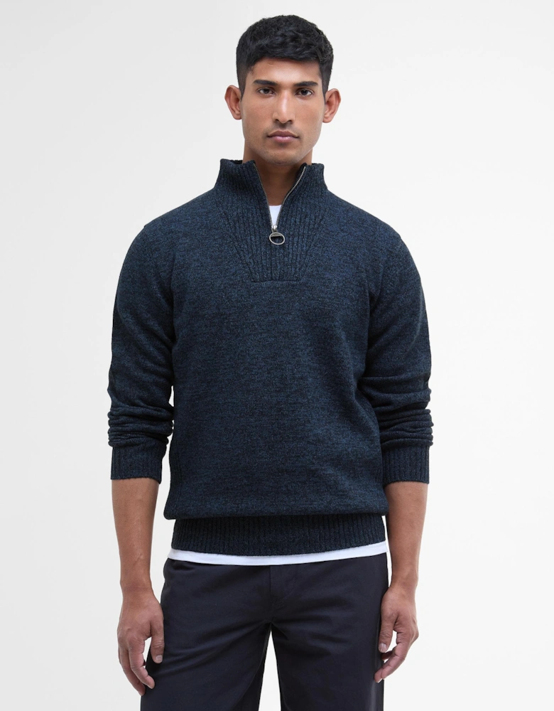 Essential Lambswool Mens Half-Zip Jumper - Navy Mix