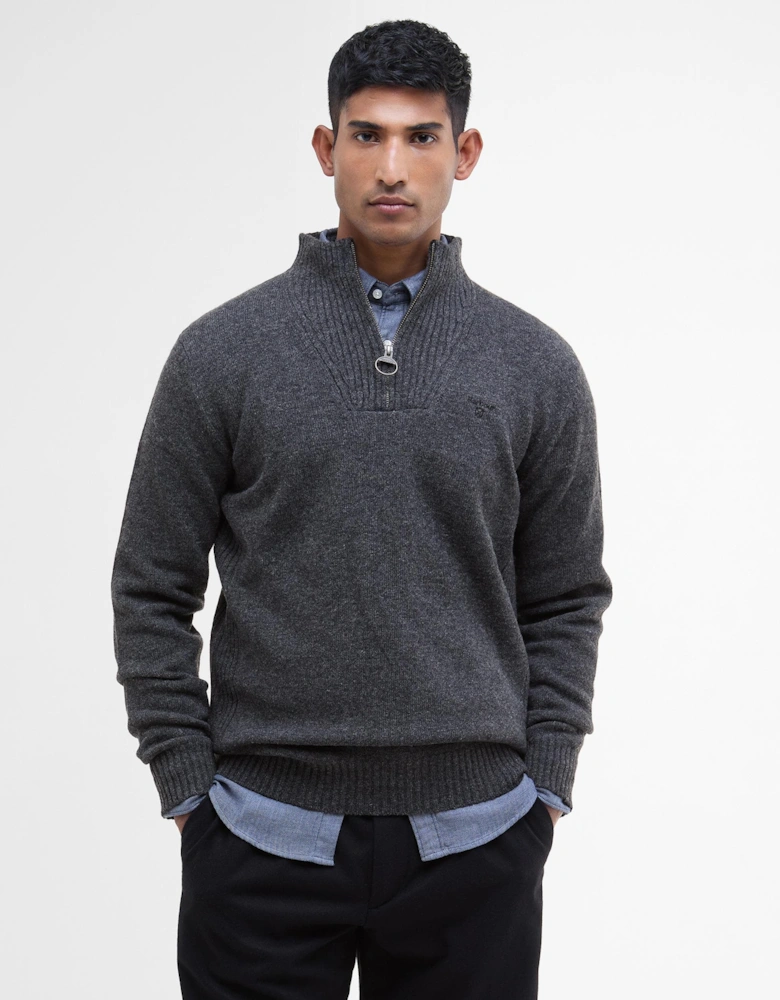Essential Lambswool Mens Half-Zip Jumper - Charcoal