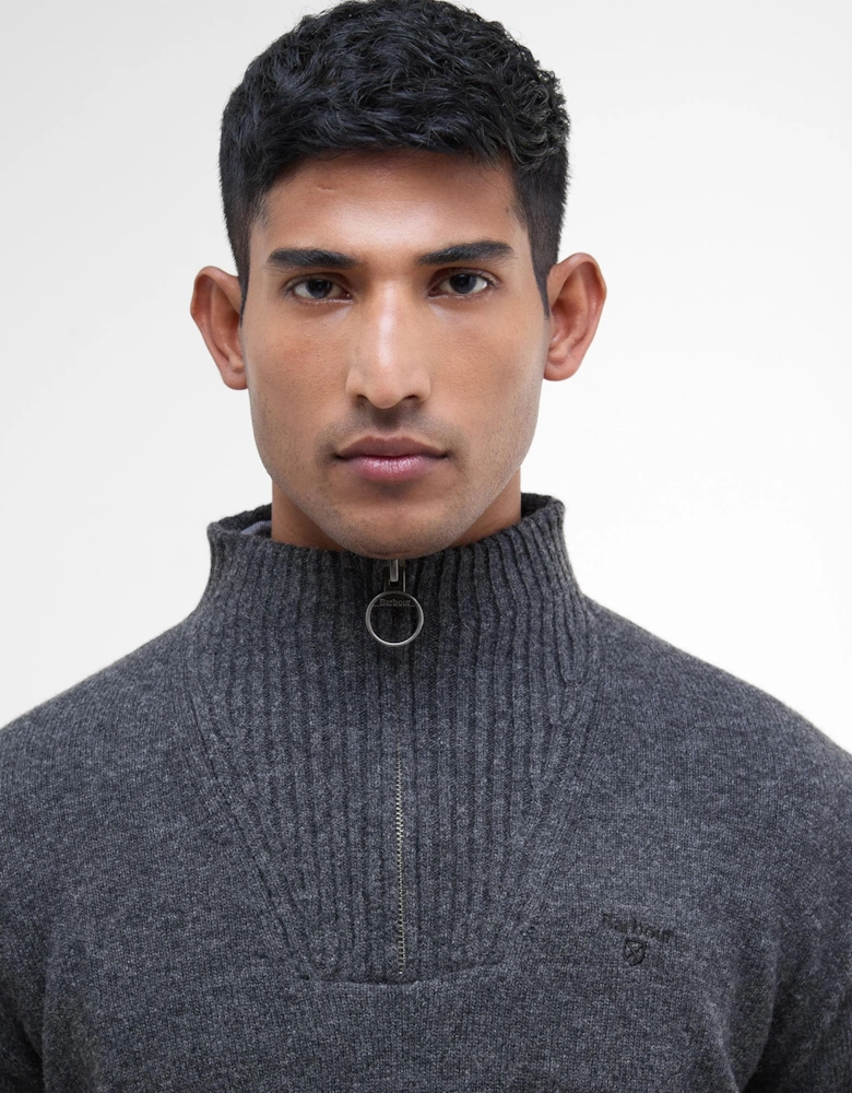 Essential Lambswool Mens Half-Zip Jumper - Charcoal