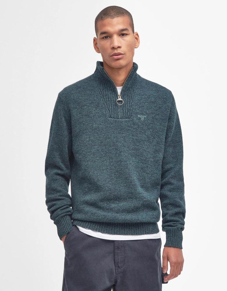 Essential Lambswool Mens Half-Zip Jumper - Seaweed Mix