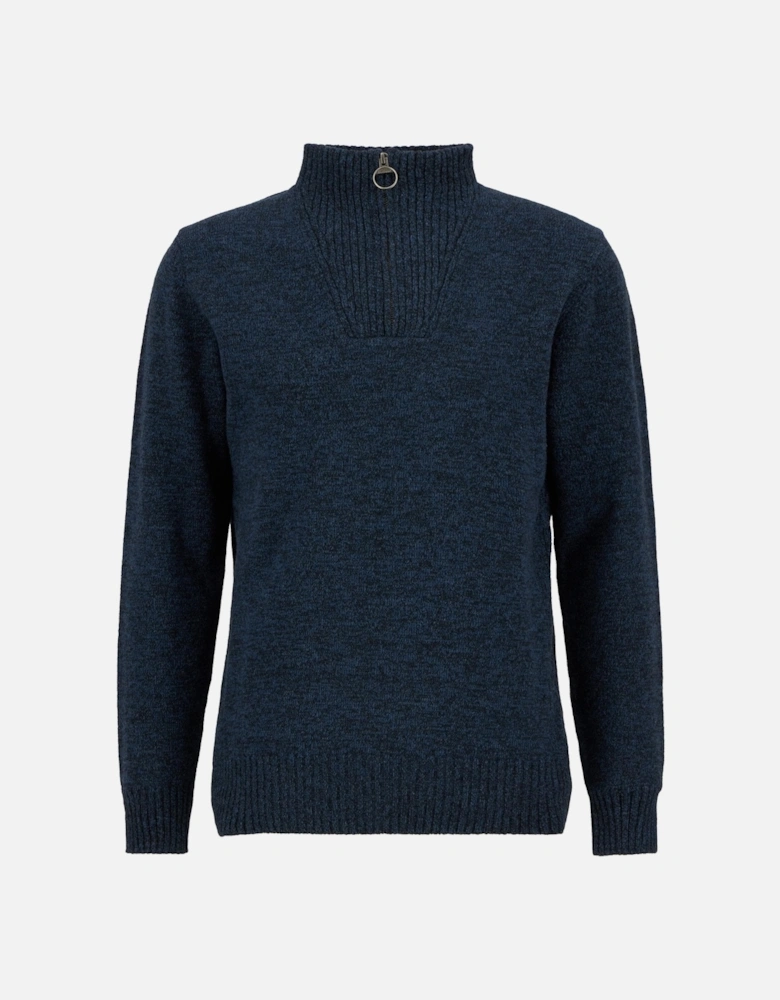 Essential Lambswool Mens Half-Zip Jumper - Navy Mix