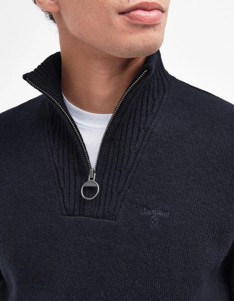 Essential Lambswool Mens Half-Zip Jumper - Navy