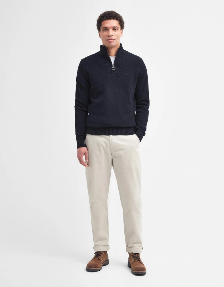 Essential Lambswool Mens Half-Zip Jumper - Navy
