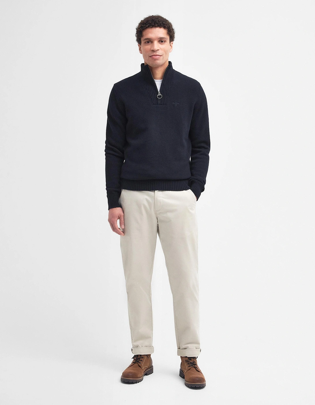 Essential Lambswool Mens Half-Zip Jumper - Navy