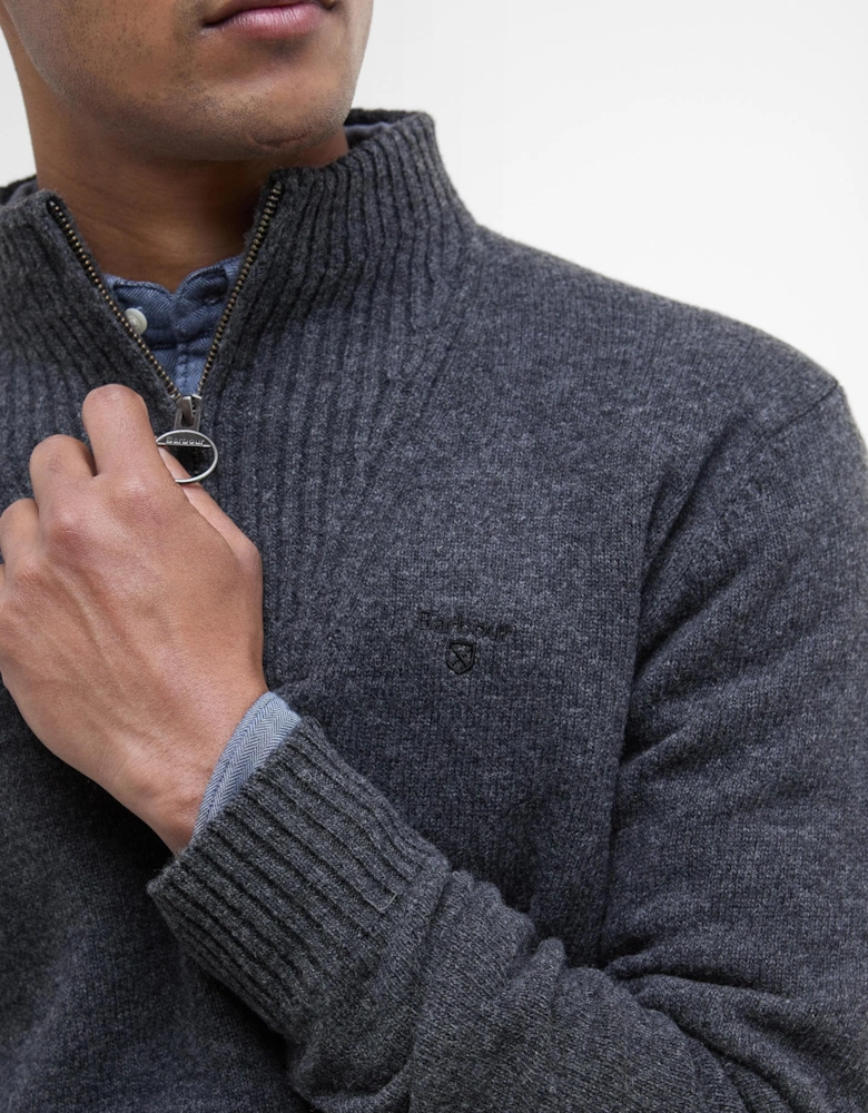 Essential Lambswool Mens Half-Zip Jumper - Charcoal