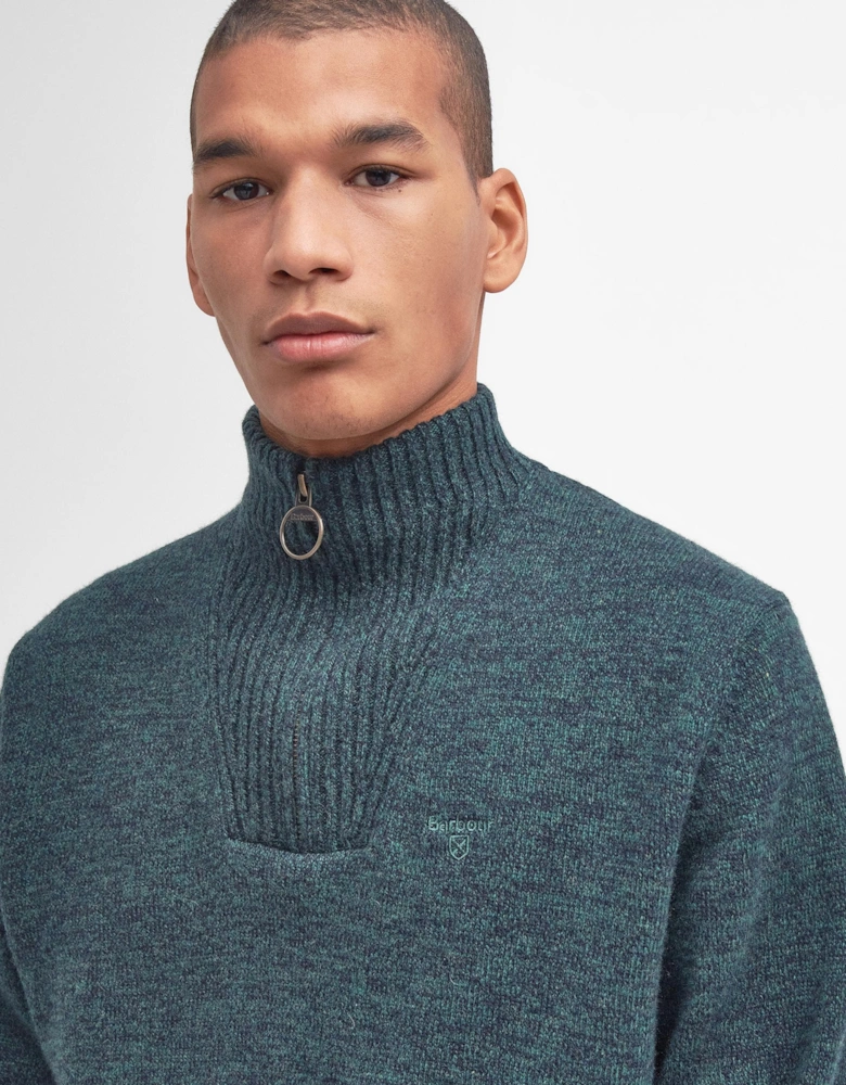 Essential Lambswool Mens Half-Zip Jumper - Seaweed Mix