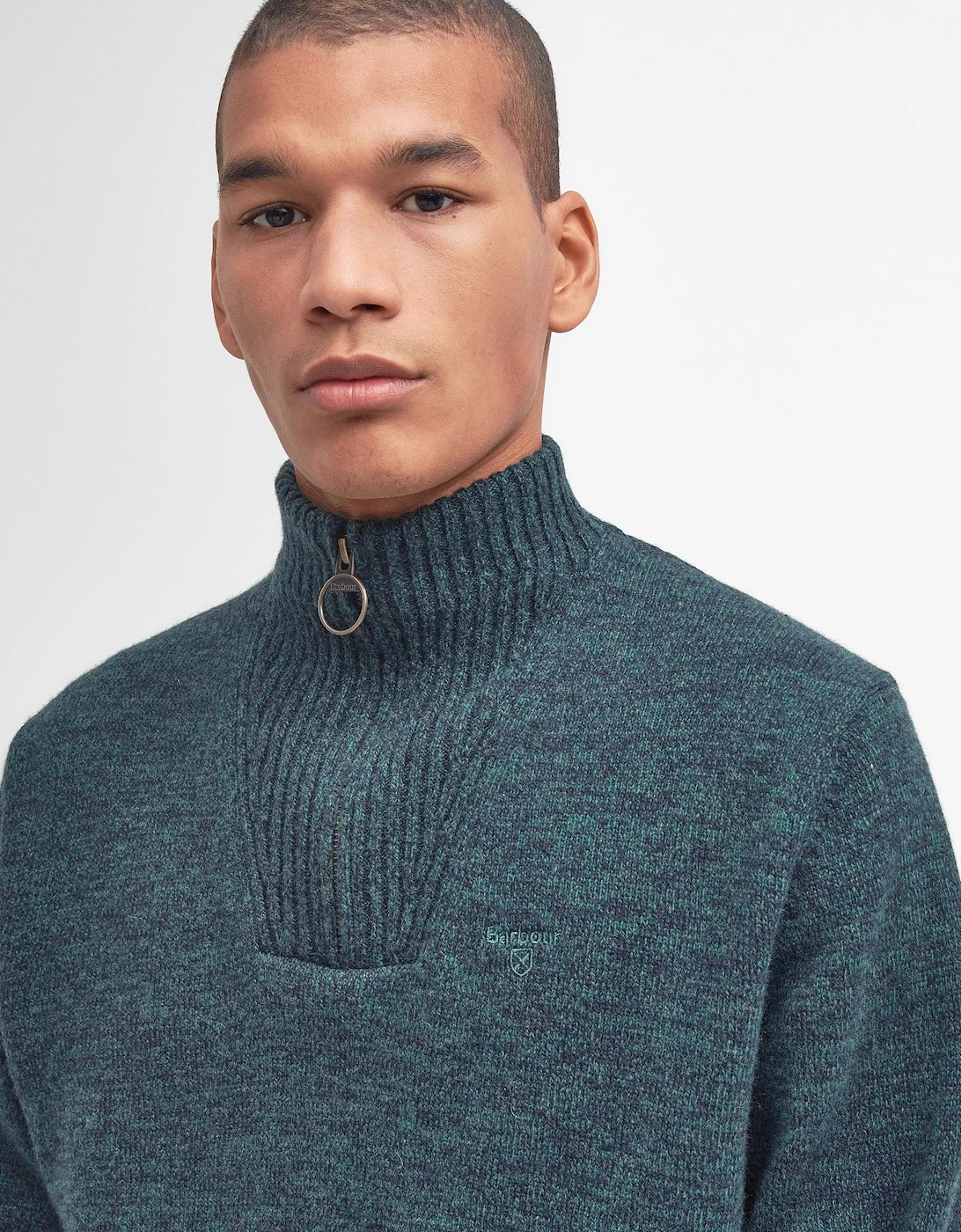 Essential Lambswool Mens Half-Zip Jumper - Seaweed Mix