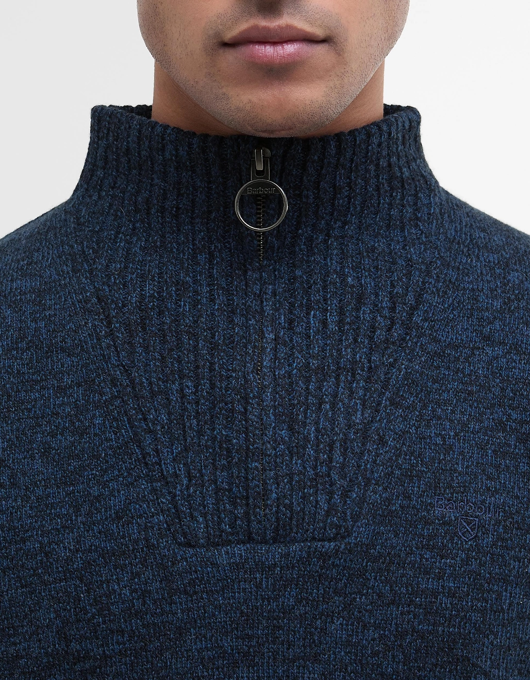 Essential Lambswool Mens Half-Zip Jumper - Navy Mix