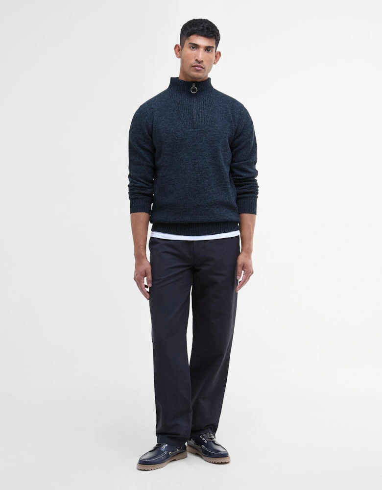 Essential Lambswool Mens Half-Zip Jumper - Navy Mix