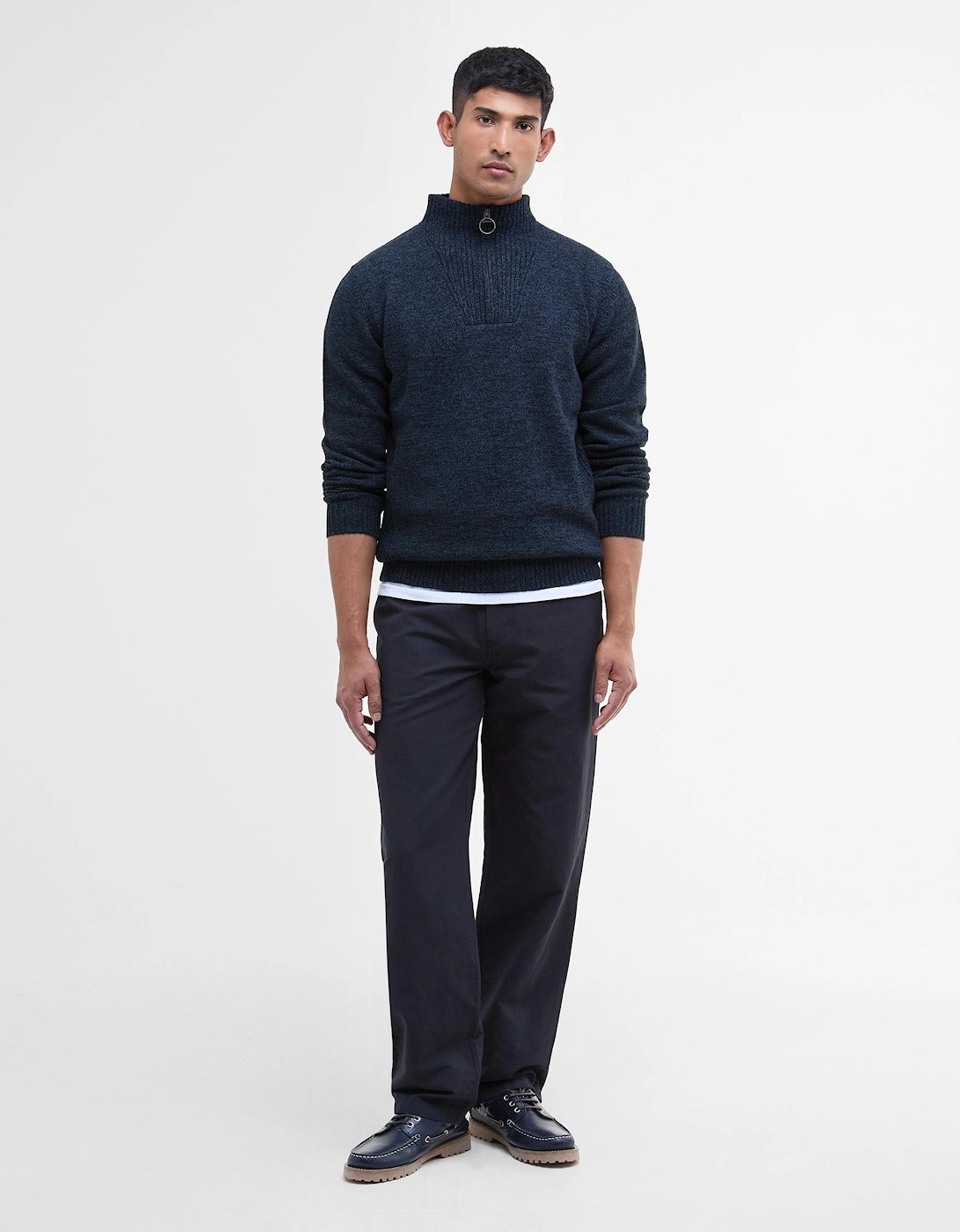 Essential Lambswool Mens Half-Zip Jumper - Navy Mix