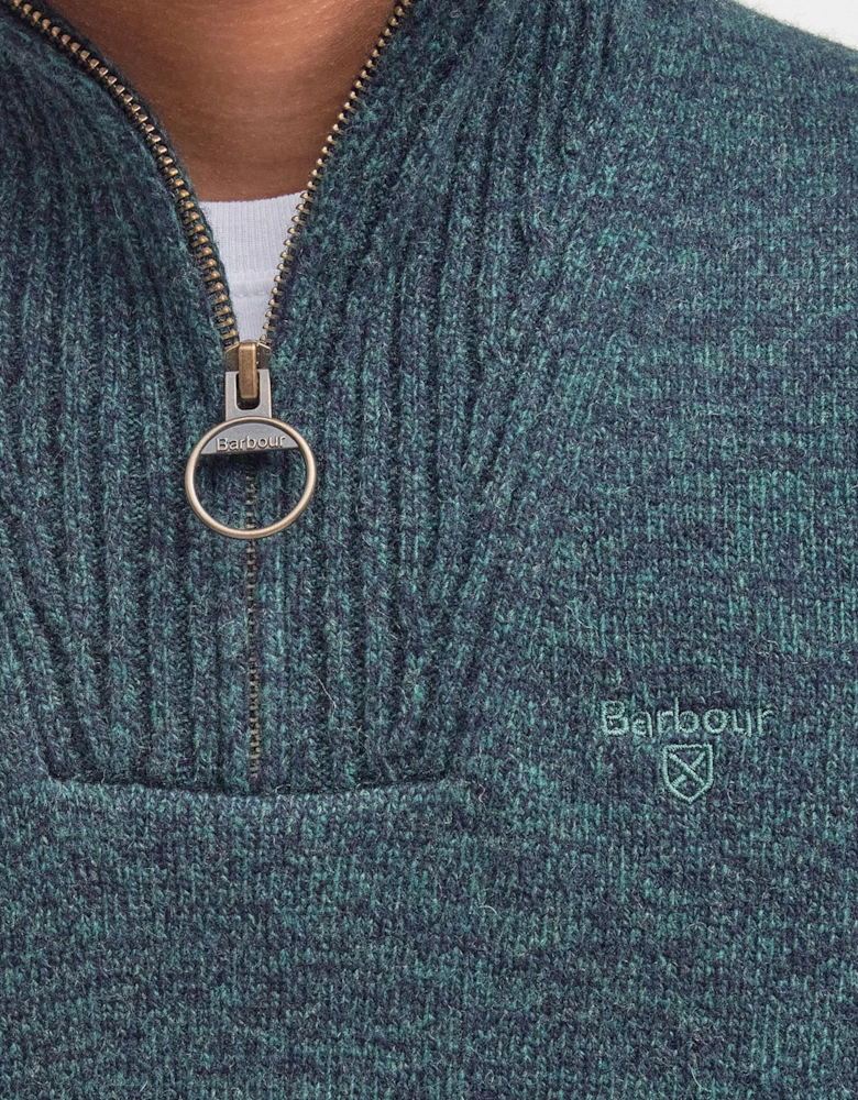 Essential Lambswool Mens Half-Zip Jumper - Seaweed Mix